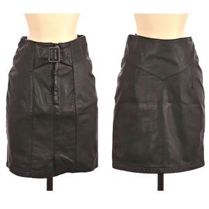 Vintage 90s Vibes Rhythm & Fashion Leather Mini Skirt Black Buckle Western 4